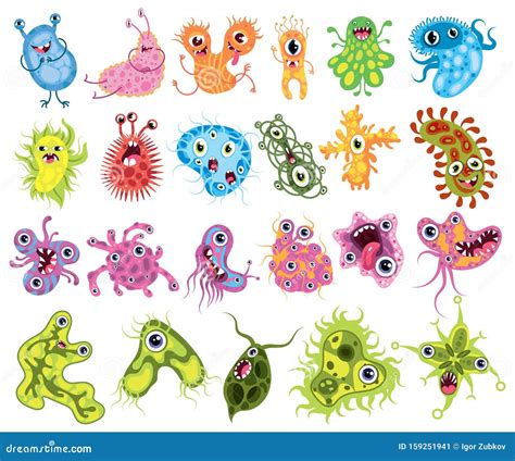 Microbes Collection Cartoon Vector 43821047