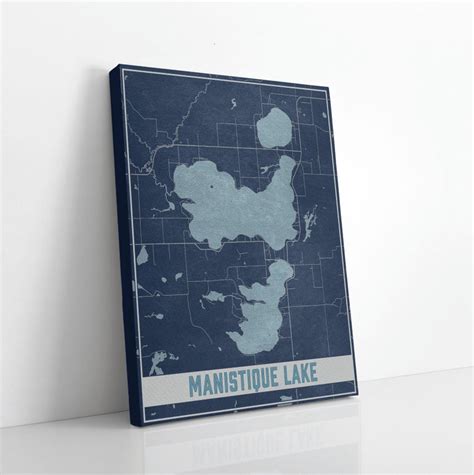 Manistique Lake Michigan Map Print Manistique Lake Magnetic Etsy