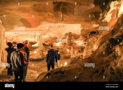 Stalactites And Stalagmites Inside Thien Canh Son Cave Cong Do Island