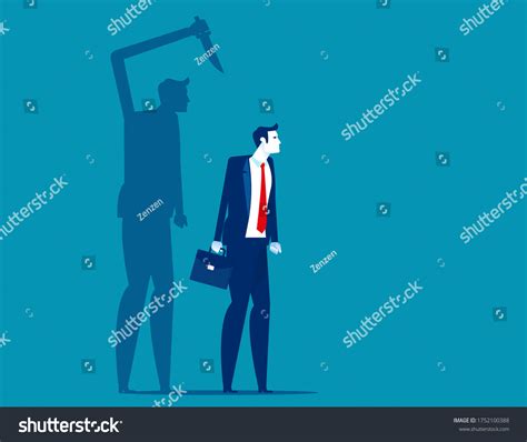 Businessman Being Stabbed Back Silhouette Vector Stock Vector Royalty