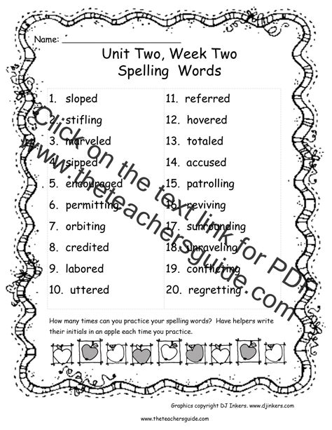 3rd Grade Spelling Words Week 1 Third Grade Spelling Curriculum Week