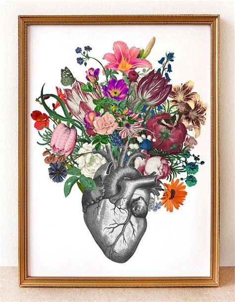 A Drawing Of A Heart With Flowers In It