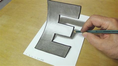 Easy Trick Art Drawing How To Draw 3d Letter E Anamorphic Illusion