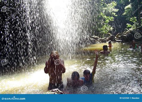 People Under Waterfall Royalty Free Stock Photos Image 62358