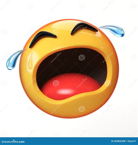 Crying Emoji Isolated On White Background Emoticon In Tears D