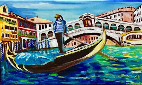 Buy Venice Gondolier View Of Oil Painting By Olga Koval On