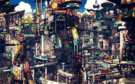 Anime Futuristic Cityscape Wallpaper Concept Art