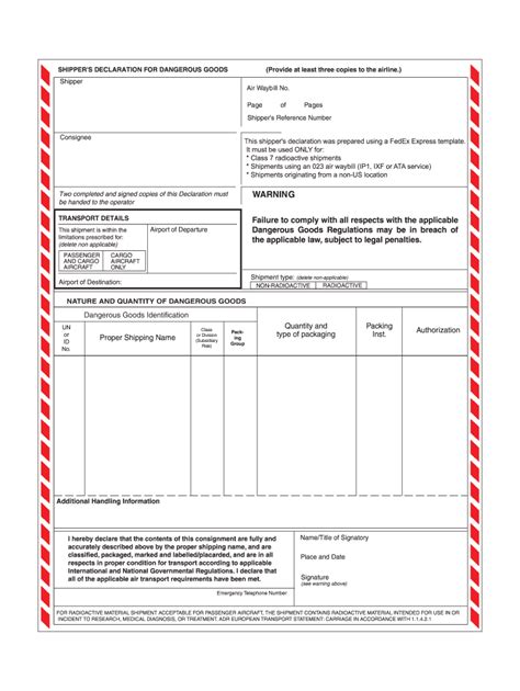FedEx Shippers Declaration Dangerous Goods Fill And Sign Printable Template Online US Legal