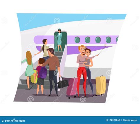 Airplane Boarding Flat Vector Illustration Stock Vector Illustration
