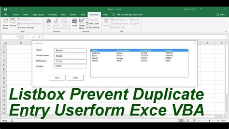 Listbox Prevent Duplicate Entry Userform Excel Vba Youtube