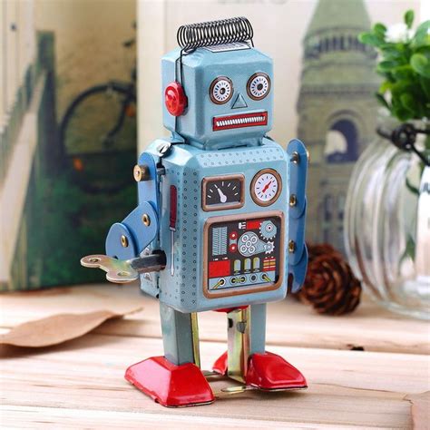 Vintage Mechanical Walking Robot Children Educational Toy Adults