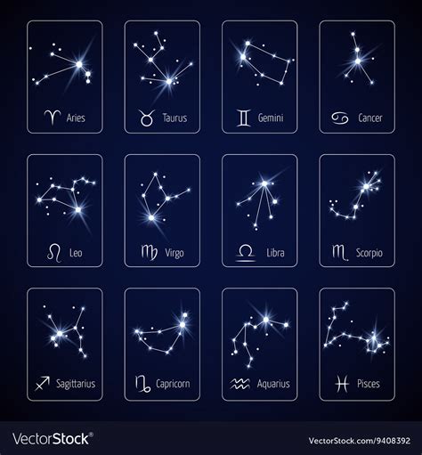 Zodiac Sign All Horoscope Constellation Stars Vector Image