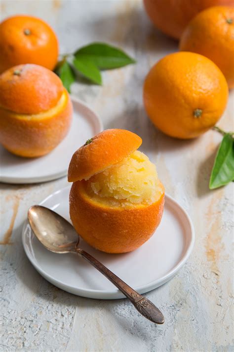 Orange Sorbet Served In Orange Cups The Little Epicurean Recette