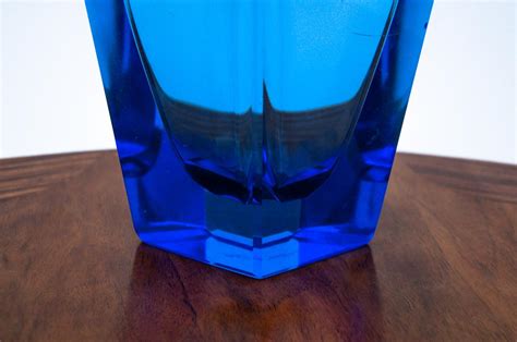 art deco crystal blue vase from moser 1930 40s for sale at 1stdibs blue crystal vases