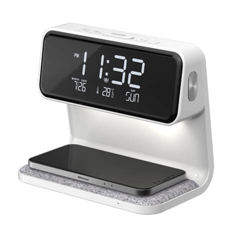 Wireless Charger Bedside Night Light With Digital Alarm Clock Bedroom