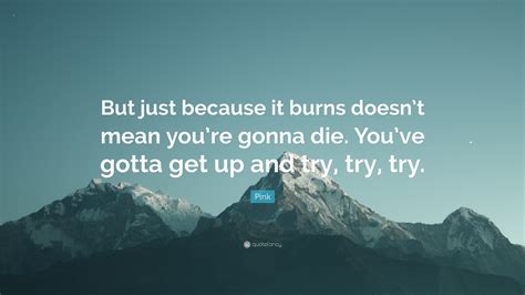 Pink Quote: “But just because it burns doesn’t mean you’re gonna die