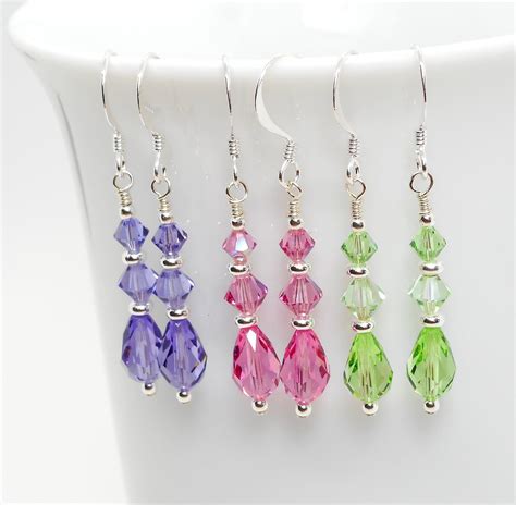 Swarovski Crystal And Silver Beaded Earrings Choose Your Etsy