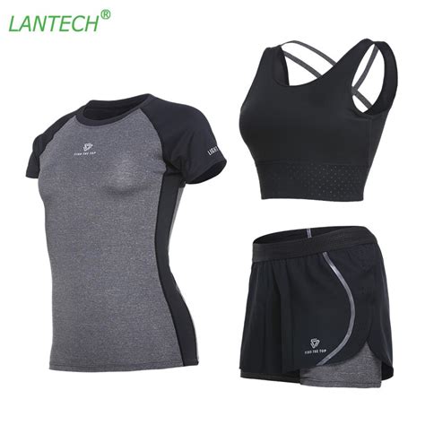 Lantech Women Uniforms Sets Shirt Summer Short Sleeve Fashion Casual Tops Compression Tights