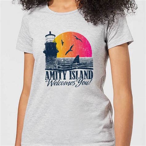 Jaws Welcome To Amity Island Womens T Shirt Grey Clothing Zavvi Uk