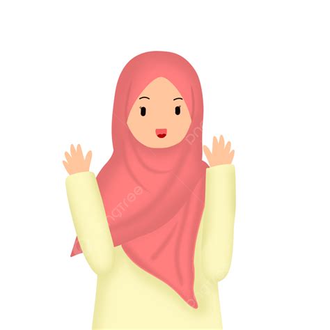 Avatar De Dibujos Animados De Muslimah Png Chica Abrazando Hojas The
