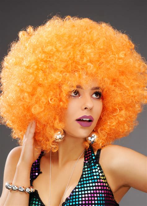 Extra Curly Orange Large 70s Disco Afro Wig