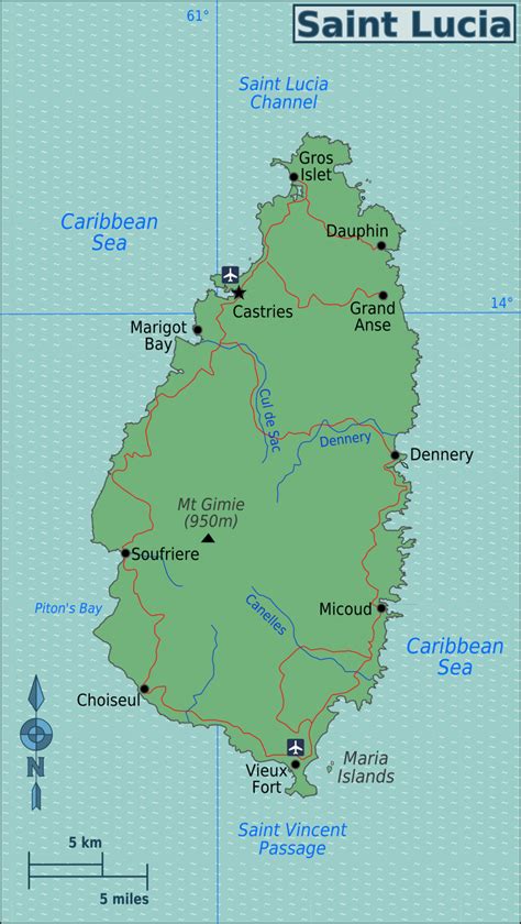 Landkarte Saint Lucia Übersichtskarte Karten Und