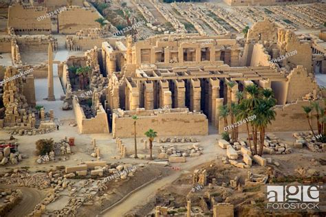 Aerial View Overlooking The Karnak Temple From The Hot Air Balloon