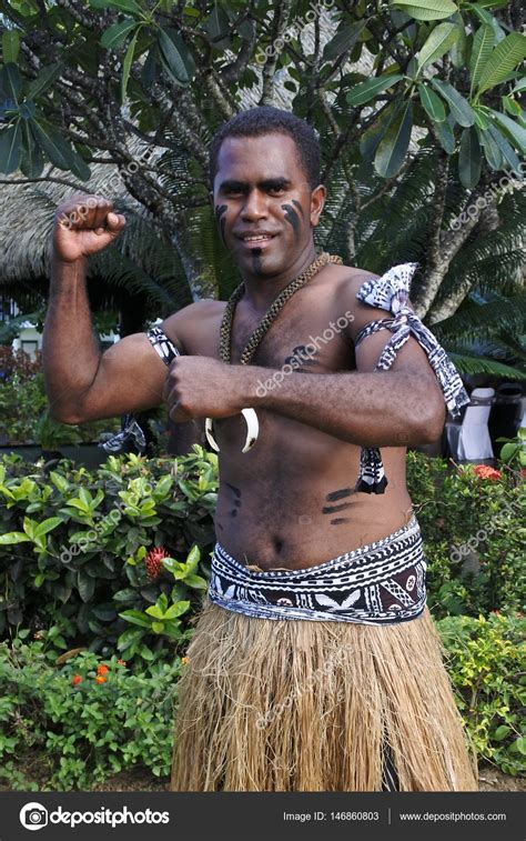 Indigenous Fijian Man Greeting Bula Hello In Fiji Stock Editorial