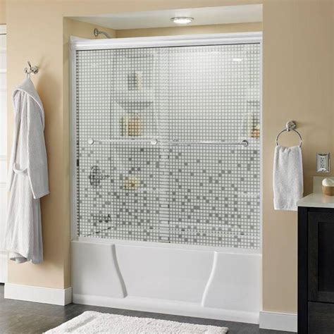 Delta Lyndall 60 In X 58 1 8 In Semi Frameless Traditional Sliding Bathtub Door In White And