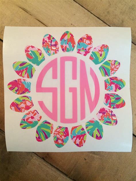 Lilly Pulitzer Inspired Flower Monogram Decal 1 By Slrustic
