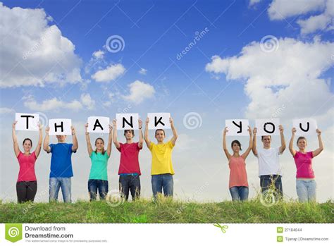 Group Of Young People Spelling Thank You Stock Images