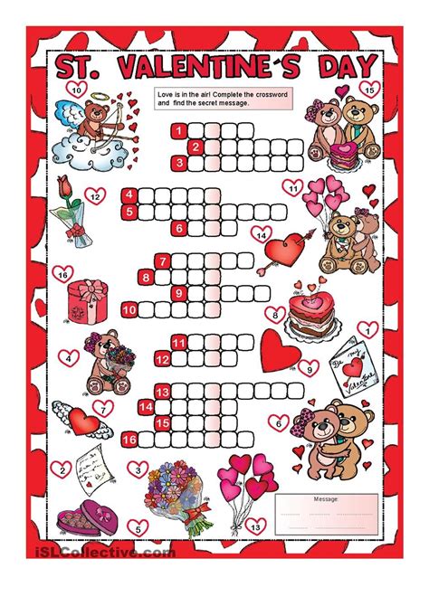 Exemplary Valentines Day Crossword Puzzle Printable Line Leader