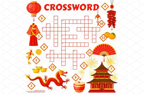 Chinese crossword grid worksheet | Vector Graphics ~ Creative Market
