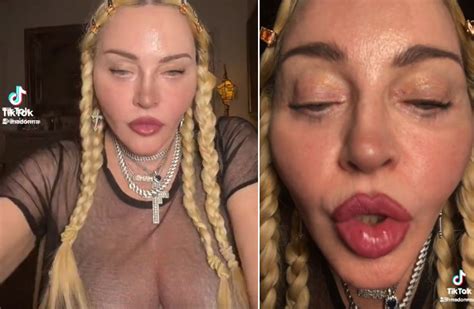 Madonna Shares Bizarre Tiktok Video In See Through Top Her Unsettling