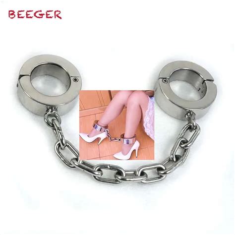 Newest Super Heavy Female Stainless Steel Fetter Anklet Shackles Restraint Ankle Chains Sex Toys