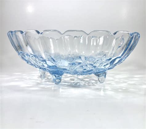 Vintage Indiana Glass Light Blue Large Footed Fruit Bowl With Etsy In 2021 Indiana Glass