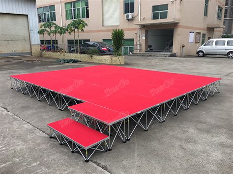 Tourgo Aluminium Easy Assembly Red Portable Modular Stage For Outdoor