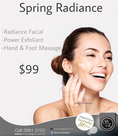 Spring Radiance Facial Simply Elegant Beauty Salon Centre Strathpine