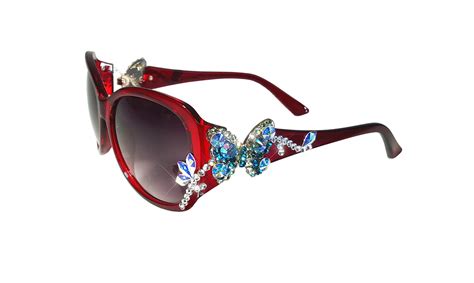 women s sunglasses with hand set swarovski crystal jewels butterfly