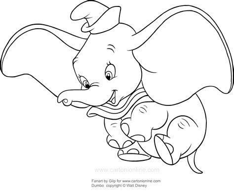 Drawing Dumbo In Flight Coloring Page