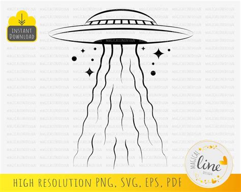 UFO Abduction Svg UFO Svg Ufo Vector Outer Space Clipart Etsy