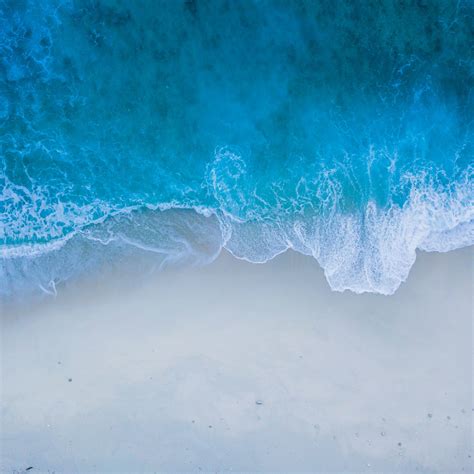 Beach Sea Shore Blue Water Sea Waves Aerial View Lock Screen
