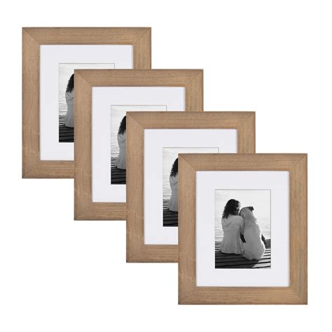 Designovation Museum Wooden Traditional Picture Frame Set With Mats For