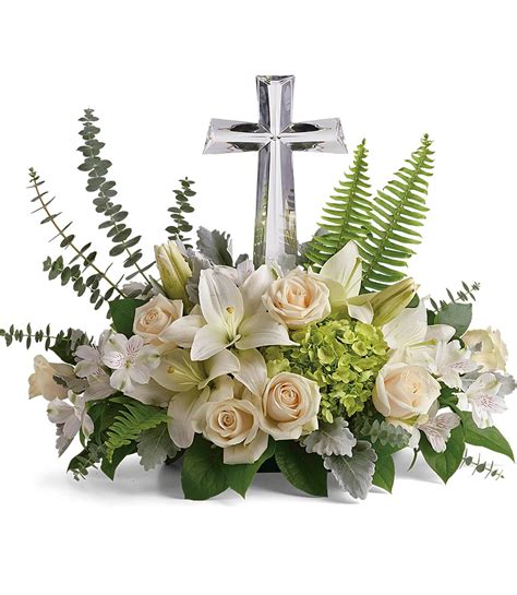 Glorious Large Crystal Cross All White Funeral Flowers