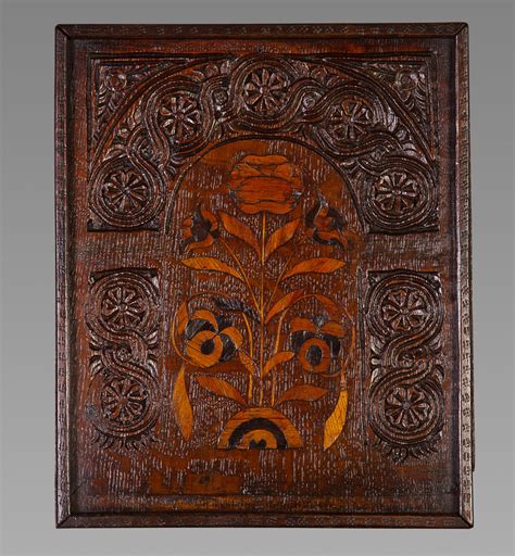 A Pair Of 17th Century Oak And Marquetry Panels Michael Pashby Antiques