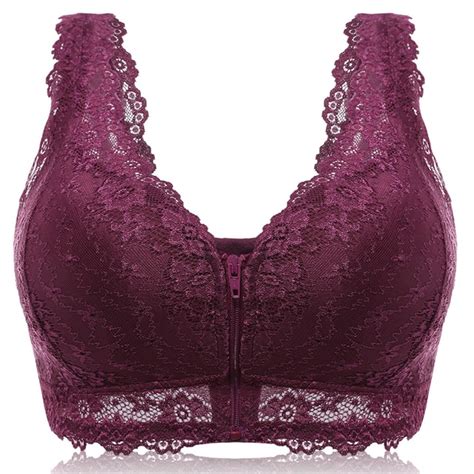 Female Vest Front Zipper Push Up Bra Full Cup Sexy Lace Bras For Women
