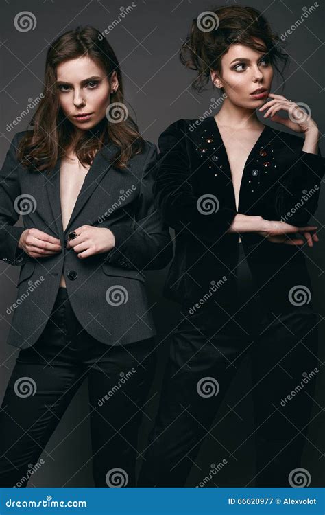 portrait of two beautiful sensual brunette models twins stock image image of lady cosmetic