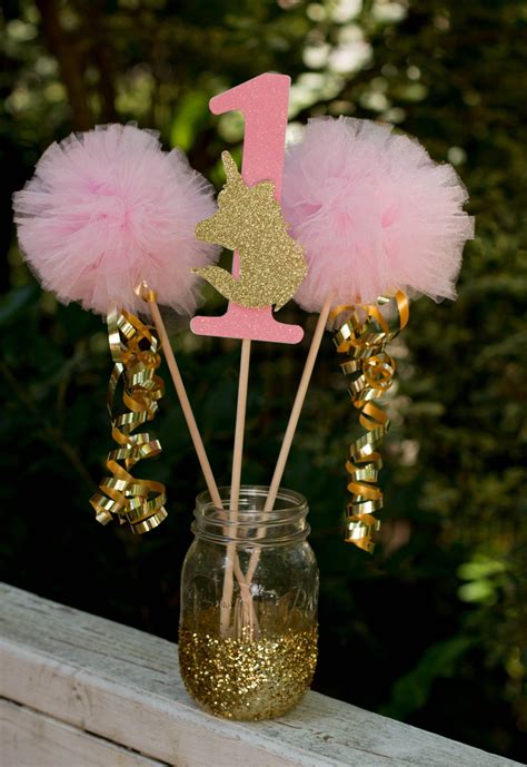 Unicorn Party Pink And Gold First Birthday Centerpiece Table Decoration