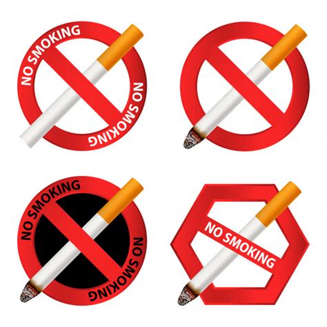 Mit einer nichtraucher app dauerhaft auf zigaretten verzichten? Nichtraucher-icon-set | Premium-Vektor
