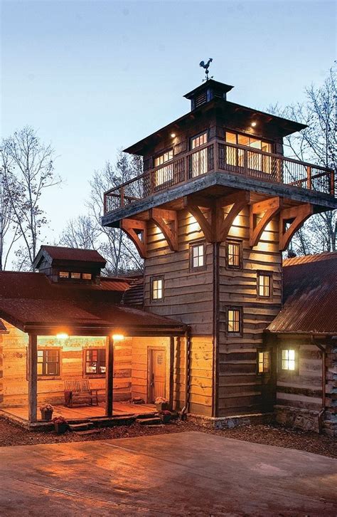 Fire Tower Style Log Home Timber House Rustic House House Exterior